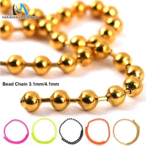 Maximumcatch Fly Tying Bead Eyes Chain DIA 3.2mm/4.1mm Length 31cm Metal Fly Tying Material