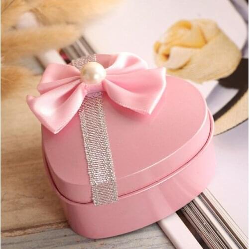 Heart Shape Metal Tin Candy Box Ro'man'ti'c Wedding Birthday Christmas Favor Bowknot Sweets Jewelry Boxes gift Wrap party decor