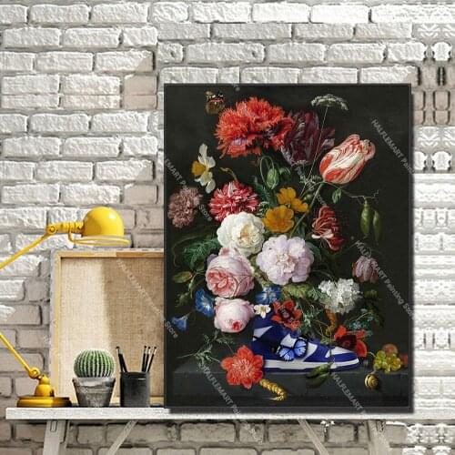 Fashion Sneakers Graffiti Art Canvas Painting Bloom Flower and Sport Shoe Poster Print Street Pop Art Cuadros Home Decor Picture