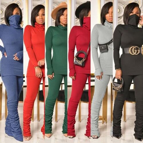 Hot style European and American casual fashion slim high collar long sleeve two-piece nightclub suit