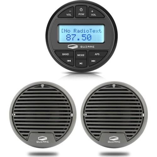 Marine Stereo Receiver Waterproof Bluetooth Boat Radio Audio System Media FM AM MP3 Player+3inch Marine Speaker For RV Bath Pool