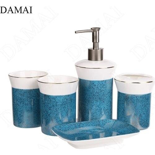 Creative Outline In Gold Bathroom Accessories Set Ceramic Nordic Modern Wave Point Decorative Five Piece Set Shower Accessories