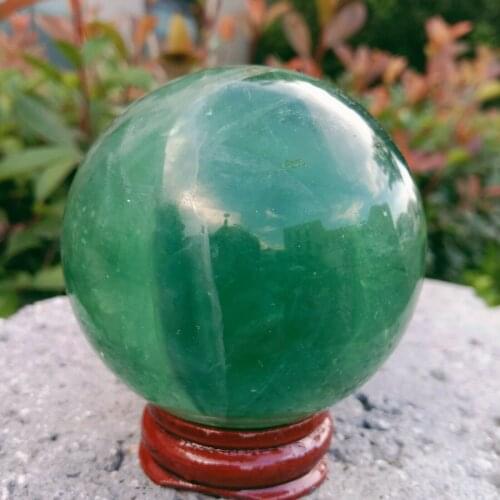 Natural Green Fluorite Ball Quartz Crystal Healing Sphere Reiki stone