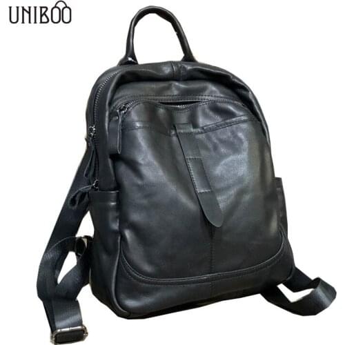 Women 2021 novelty luxury first layer cowhide black bakpack for female soft genuine leather casual daily shoulder bag daypack