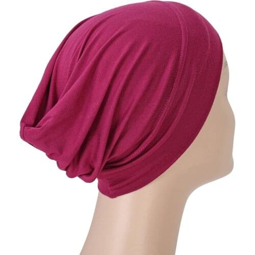 Newest Modal Cotton Muslim Underscarf Hijabs Inner Caps Elastic Solid Color Bonnet Headscarf 1PC