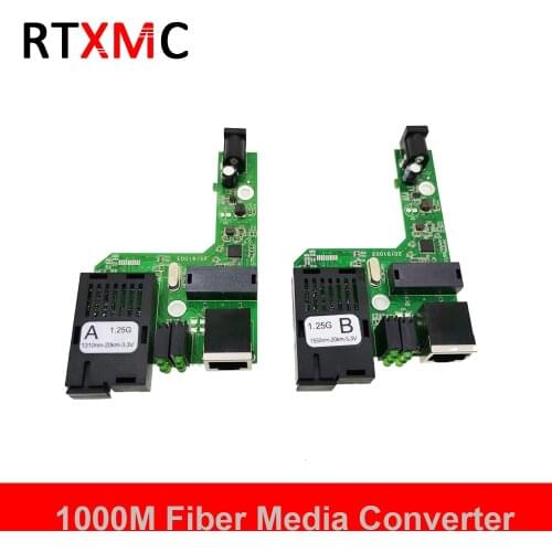 Gigabit 10 Pairs A&B Fiber Optical Media Converter UTP 1000Mbps 1.25G FX Single Mode Single Fiber SC Port 20KM External Power