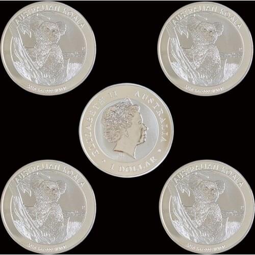5PCS 2015 Australian Koala Silver Coin Silver Commemorative Elizabeth II Collectible Gift