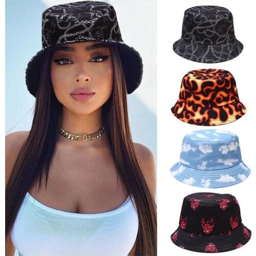 DT060 Tie dye,Butterfly,Fire, Cloud, Dragon Print Fisherman Hat for Men Women Outdoor Leisure Bucket Hat Sunscreen Female Sunhat