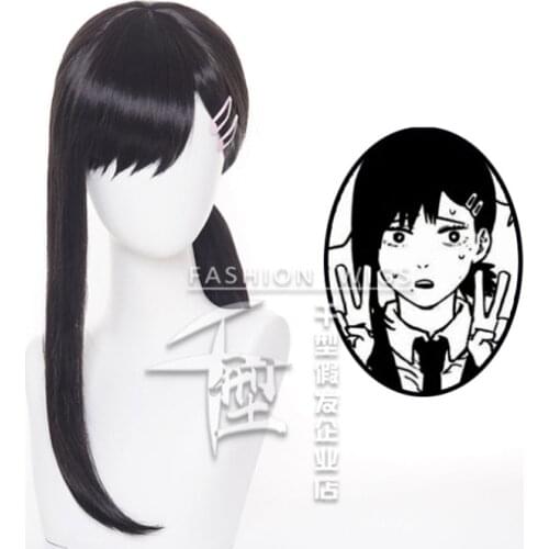 Igashiyama Kobeni Wig Black Hair Wig Anime Chainsaw Man Cosplay Hair Synthetic Cosplay Wig 35cm