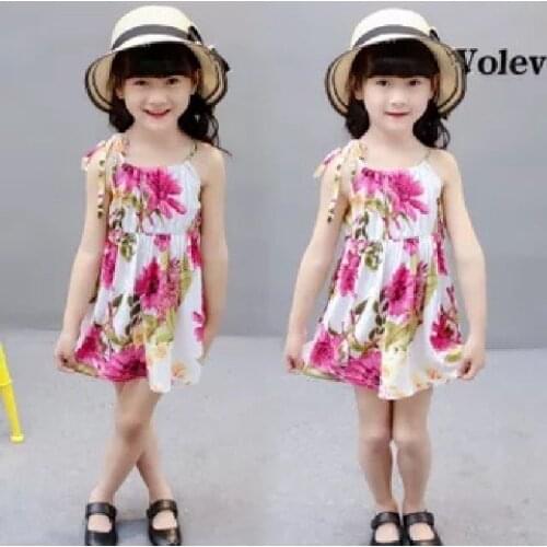 Sunflower Dress For Girl Print Floral 1 2 3 4 5 Years Old Toddler Cotton Sling Dress Birthday Princess Mini Clothes