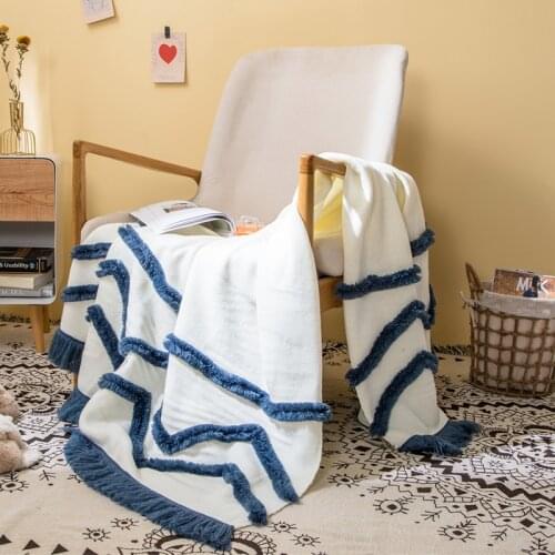 Tassles Blankets Sofa Knit Throw Blanket Mustard Blue Soft Fringed Blanket Travel 130x160cm Home Sofa Chair Couch Bed Rugs