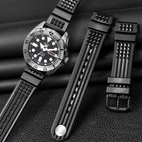 Suitable For Seiko Omega Watch Diving Strap Waterproof Bracelet Mens Silicone Strap Black Silicone Strap 20 Mm 22 Mm Strap