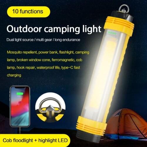 Portable Outdoor Work Light COB LED Camping Light Car Garage Light Flashlight With Alarm Emergency Flashlight