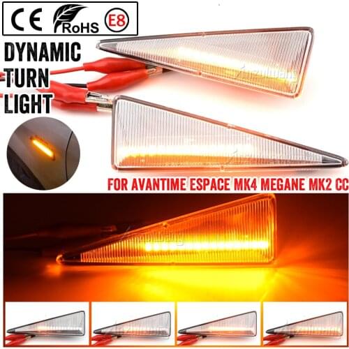 2Pcs Sequential Blinker LED Side Marker Turn Signal Dynamic Lights For Renault Espace MK4 Megane MK2 Scenic MK2 Vel Satis Wind