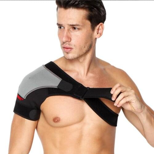 Adjustable Breathable Gym Sports Care Single Shoulder Support Back Brace Guard Strap Wrap Belt Band Pads Black Bandage Men&Women