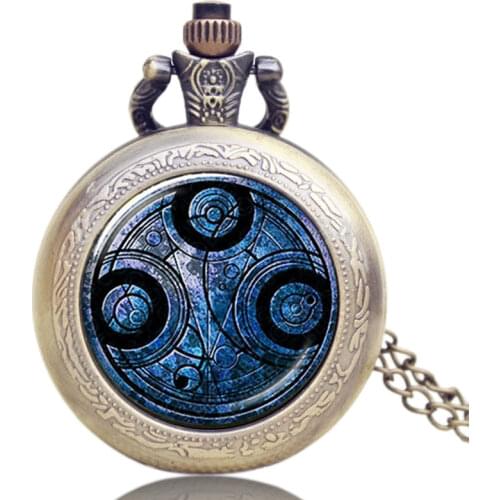 Old Antique Bronze Quartz Pendant Pocket Watch Chain Necklace Pendant FOB Pocket Watch Clock Christmas Gifts For Men Women Kids