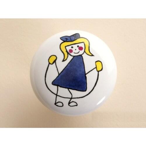 UNILOCKS 10Pcs Furniture Hardware Ceramic Child Sports Girl Kitchen Drawer Knobs(Diameter:38mm)