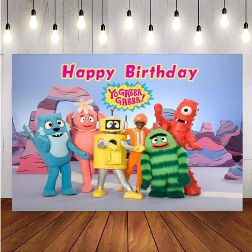 Yo Gabba Gabba Backdrop Baby Shower Children Birthday Party Photography Background For Photo Studio