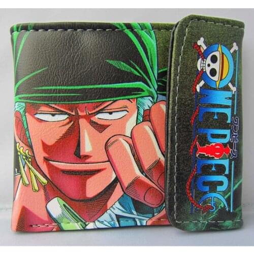 Hot Sale Anime One Piece Roronoa Zoro with Swords PU Short Wallet/Colorful Button Purse
