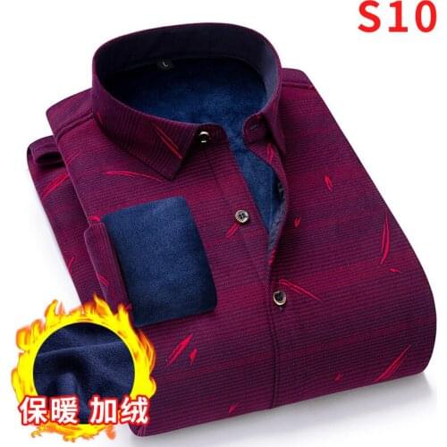 Winter Thick Velvet Dress Shirt For Men Casual Long Sleeve Plaid Warm Fleece Lining Shirts Fashion Soft Flannel Plus Size