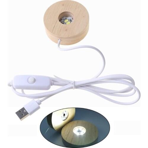 1 Pc Wooden 3D Night Light Round Base Holder LED Display Stand for Crystals Glass Ball Illumination Lighting Accessories