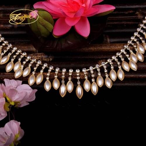 1YD High Quality DR Crystal Inside Five Pearls Dccessories Weddhttp://ae01.ing Banquet Decoration DIY Sewing Applique Adornment