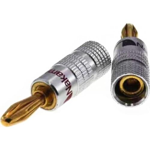 2 pieces/1pair RCA gold-plated copper connector 4mm red black banana head speaker cable plug adapter video/audio cable connector