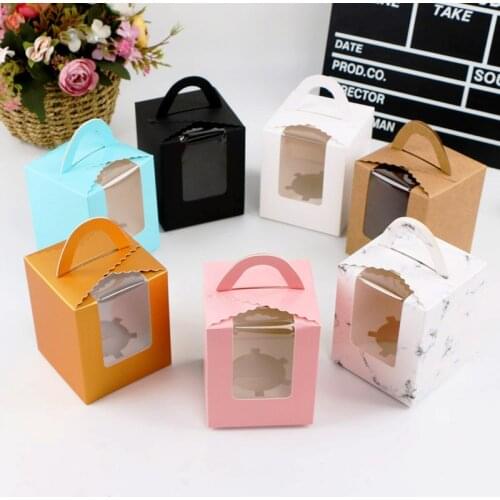 20PCS Single Cupcake Boxes and Packaging Individual Containers with Handle Paper Cupcake Holders Cupcake Cake Dragees Gift Box