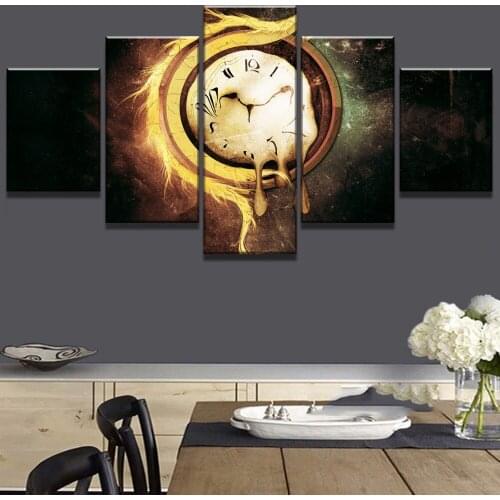 Framed 5 Piece Canvas Art Melting Time Poster Cuadros Decoracion Paintings on Canvas Wall Art for Home Decorations Wall Decor