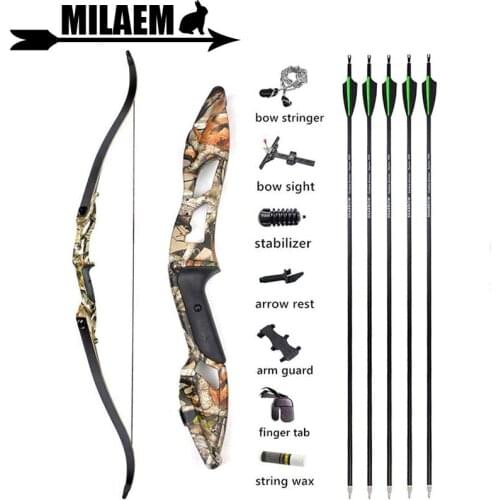 56inch 30-50lbs Archery Takedown Recurve Bow And Arrows Set With 5pcs Carbon Arrows Bow Sight Hunting Shooting Accessories