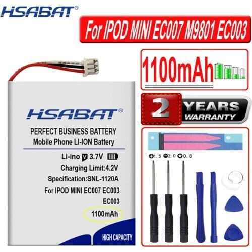 HSABAT 1100mAh Battery for IPOD MINI EC003 EC007 M9804 M9801 M9802 M9806 W065 M9807 A1051 M9805 4GB MP3/4 1st 2nd Gen