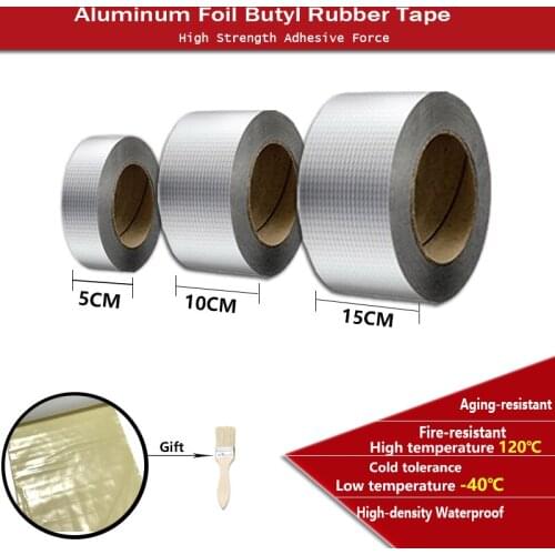 Aluminum Foil Butyl Rubber Tape Length1M Width 5cm/10cm/15cm Temperature Resistance For Roof Pipe Repair Home Renovation Tools