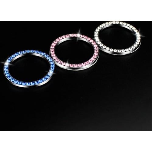 Car one button start trim ring with drill ignition ring button ring interior modification A drill paste