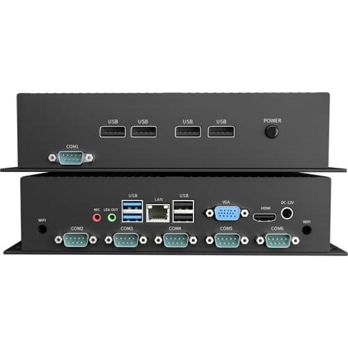 Fanless Industrial Computer Win10 Linux Mini PC Intel I3I5I7 CPU Dual LAN 6 Serial Ports 4GB/8GB RAM DDR3 Thin Client PC