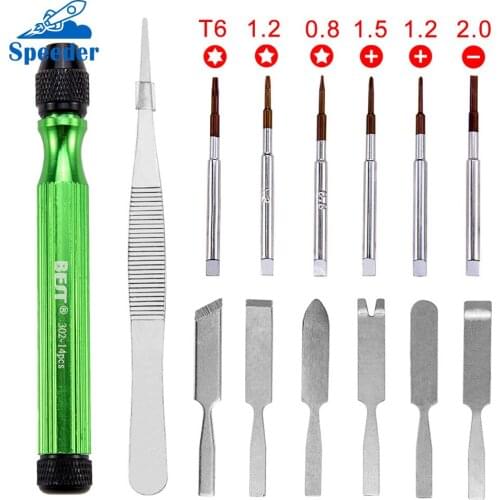 BST-302 14 in 1 Multi Repairing Tool Box Opening Tools Kit for iPhone 6 7 Plus 5S mobile Phones Screwdriver Full Set