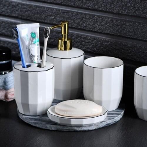 Bathroom Wash Cup Creative Toothbrushing Cup Set Accessories Nordic Toilet Toothbrush Mug Household Lotion Bottle Ceramic Gift