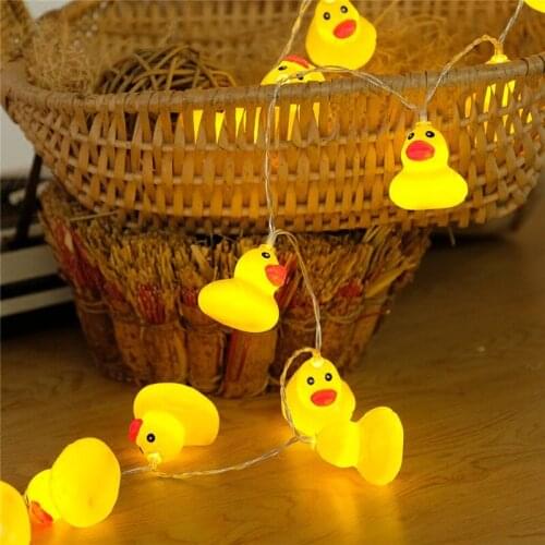 10/20 LED Yellow Duck String Lamps Birthday Wedding Christmas Decorations For Home Outdoor Xmas Lights Holiday Party Supplies