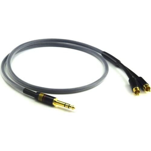 Hi-Fi 6.35mm to 2 RCA Cable Pure Copper Stereo 6.5mm Male to Dual RCA Intterconnect Audio Line