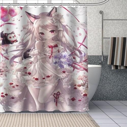 Hot Custom Japanese Anime Girl Yuudachi Curtains Polyester Bathroom Waterproof Shower Curtain With Plastic Hooks More Size