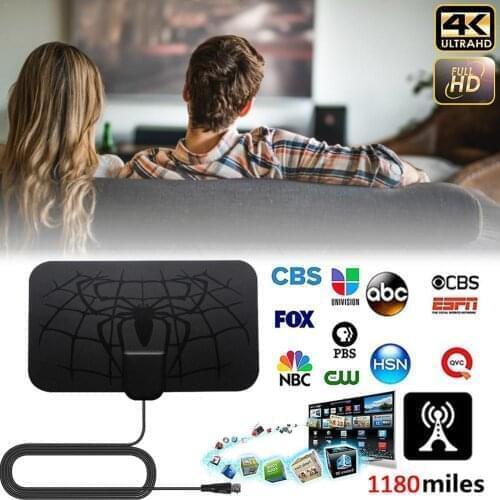 4K HDTV Digital TV Indoor Antenna With Amplifier Signal Booster TV Radius Surf HD Antennas 1180 Miles TV Aerial
