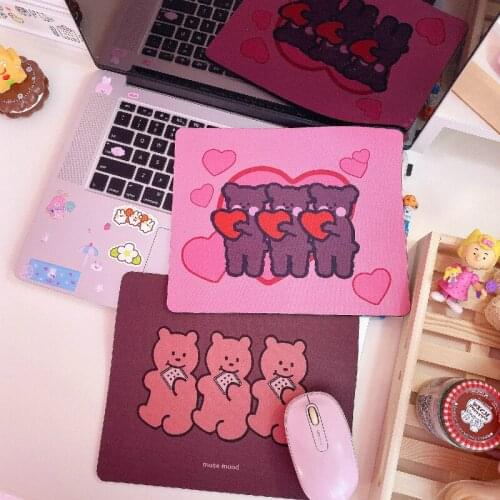 Cartoon Bear Pattern Square Mousepad 200x235mm Office Mice Pad Rubber Computer Anti-slip Table Mat