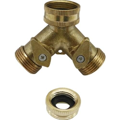 Brass Y Valves 2-Way Tap Garden Hose Pipes Splitters Plumbing Fittings agriculture tools water pipe connector 5 Pcs