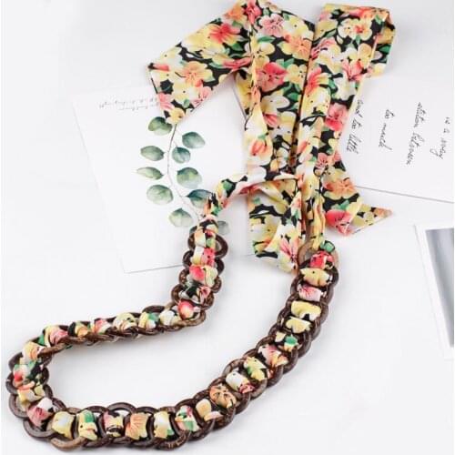 Fashion hot sale dress decorative cloth belt coconut shell braided waistband waist chain chiffon ribbon bow knotted ladies belt