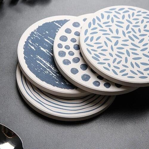 Anti Slip Drink Coasters Insulated Nordic Round Table Mat Solid Placemats Diatomite Non Slip Mat Kitchen Tool For Home Decor