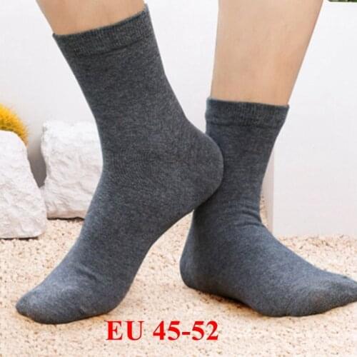 Plus Large Big Size EU 45-52 Mens Dress Socks Solid Blue Black Long Tube Crew Business Socks 5 Pairs EU 39-44 Men Winter Socks