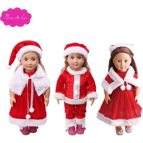Doll clothes Christmas dress suit Discount sale fit 18 inch Girl dolls and 43 cm baby dolls c43-c647