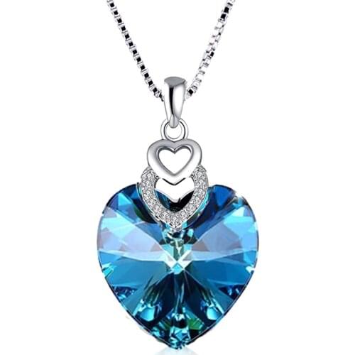 Pendant Necklace Austrian Crystal Heart Shape Mysterious Hypoallergenic Mothers Day Gifts
