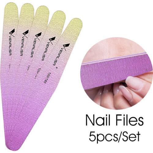 5pcs/set Nail Files For UV LED Gel Polish Manicure Nail Tool Venalisa Nail File 100/180 Double Side for Nail Design Nail Tool