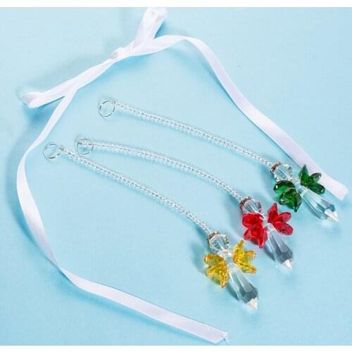 Crystal Glass Pendant Guardian Angel Suncatcher Home Window Decor Hanging Bead Car Interior Prism Ornament 20cm Long GQ