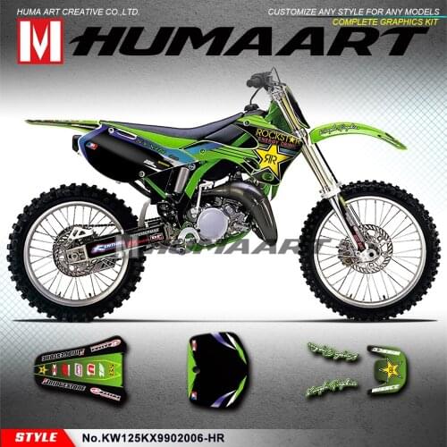 HUMAART Custom Stickers Motocross Decals Complete Vinyl Wraps Kit for KX 125 KX 250 KX125 KX250 1999 2000 to 2002